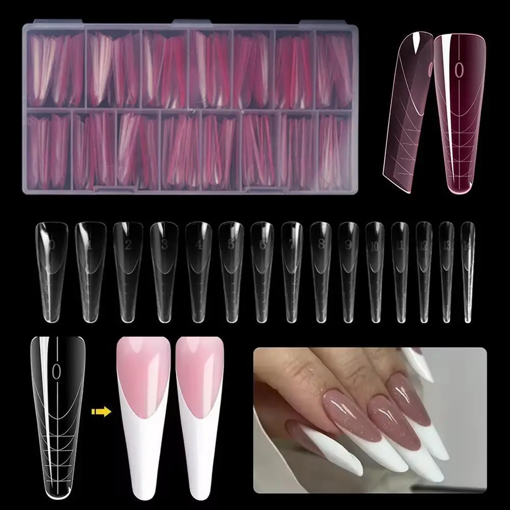 HOT 150Pcs/box Podwójna forma z obręczą Wewnętrzne formy do paznokci do francuskich manicure Poli przedłużone formy żelowe Akrylowe górne formy wielokrotnego użytku