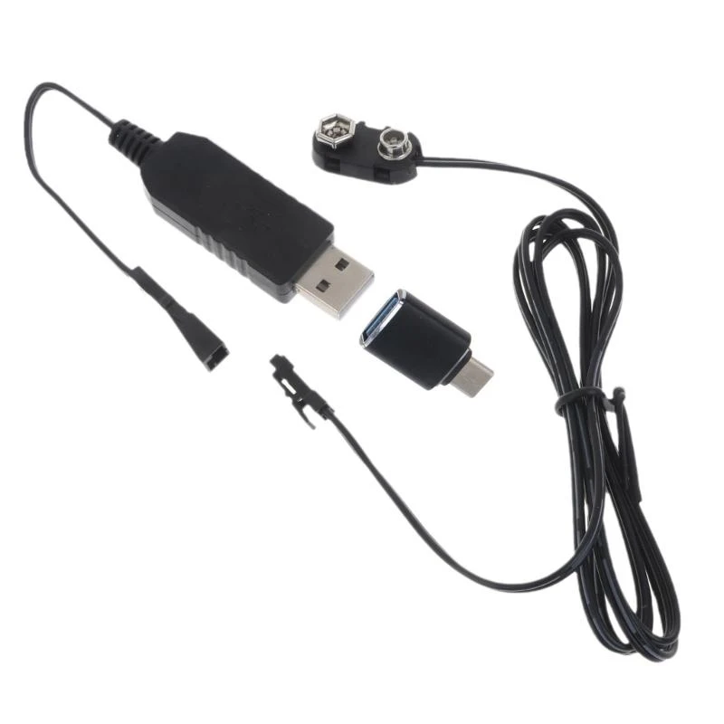 9V Battery Replacement 9-Volt Battery USB Type C 5V to 9V Adapter Power Supply Line for Multimeter Microphone