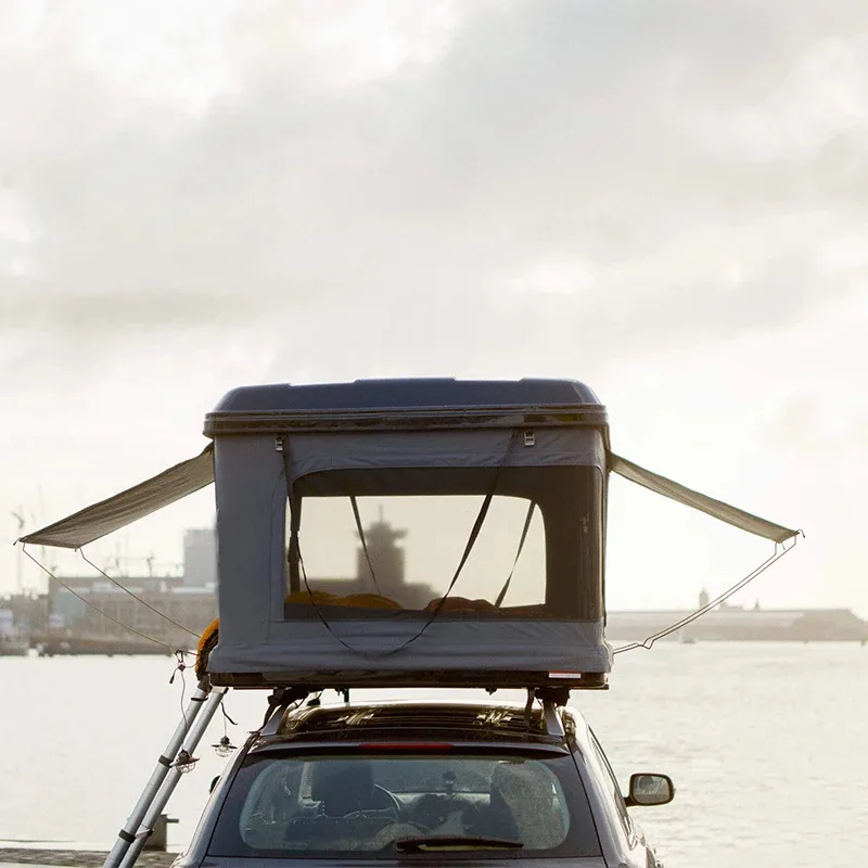 

Lightweight Hard Popup Rooftop Tent ABS Large Quick Setup Waterproof With LED