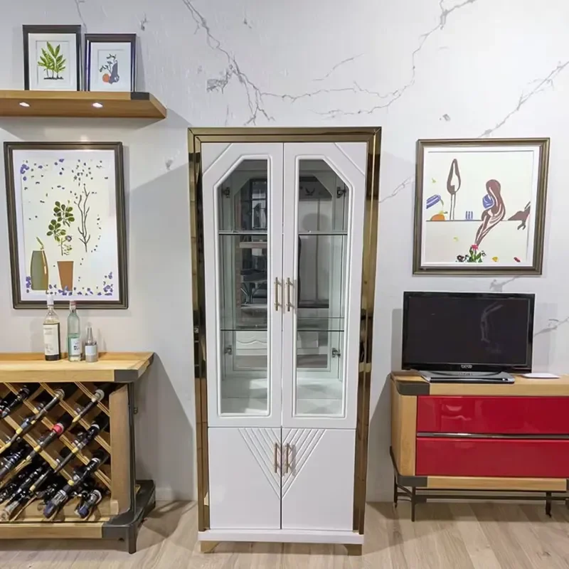 Elegant High Quality Wine Rack   Display HDF Storage Cabinet Lacquer Piano Glass Advanced Showcase for Living