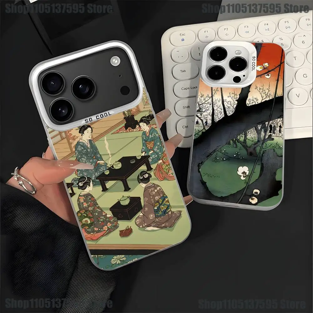 

Japan Style Ukiyo-e Phone Case For iPhone 17,16,15,14,13,12,11,Pro,XS,Max,Plus,Mini,SE4,E White Matte Shockproof Cover