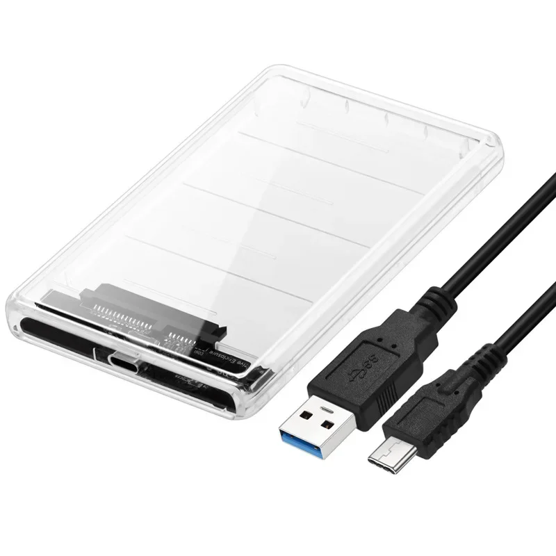 Transparent Color USB3.1 USB-C SSD hardisk Case Type-C to 2.5 Inch SATA SSD HDD External Enclosure Transparent for Laptop & PC