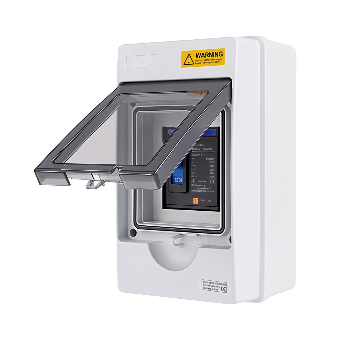 TOMZN TOPV125 100A 125A MCCB Combiner Box Built-in Moulded Case Circuit Breaker TOM7Z 2P 500V 600V 1000V IP66 PV System