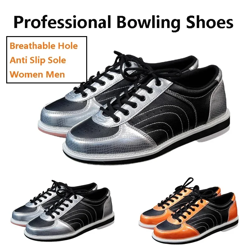 Unisex Right Hand Non-slip Bowling Shoes Breathable Lace-up Sneaker for Women Men Beginners Bowling Sneakers Indoor Footwear