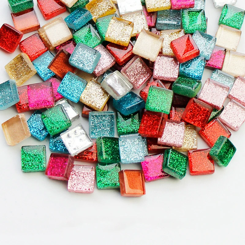 100 Grams Glitter Ice Crack Mosaic Tiles Cube 1Cm Square Glass Crystal Craft Children Diy Creating Accessories