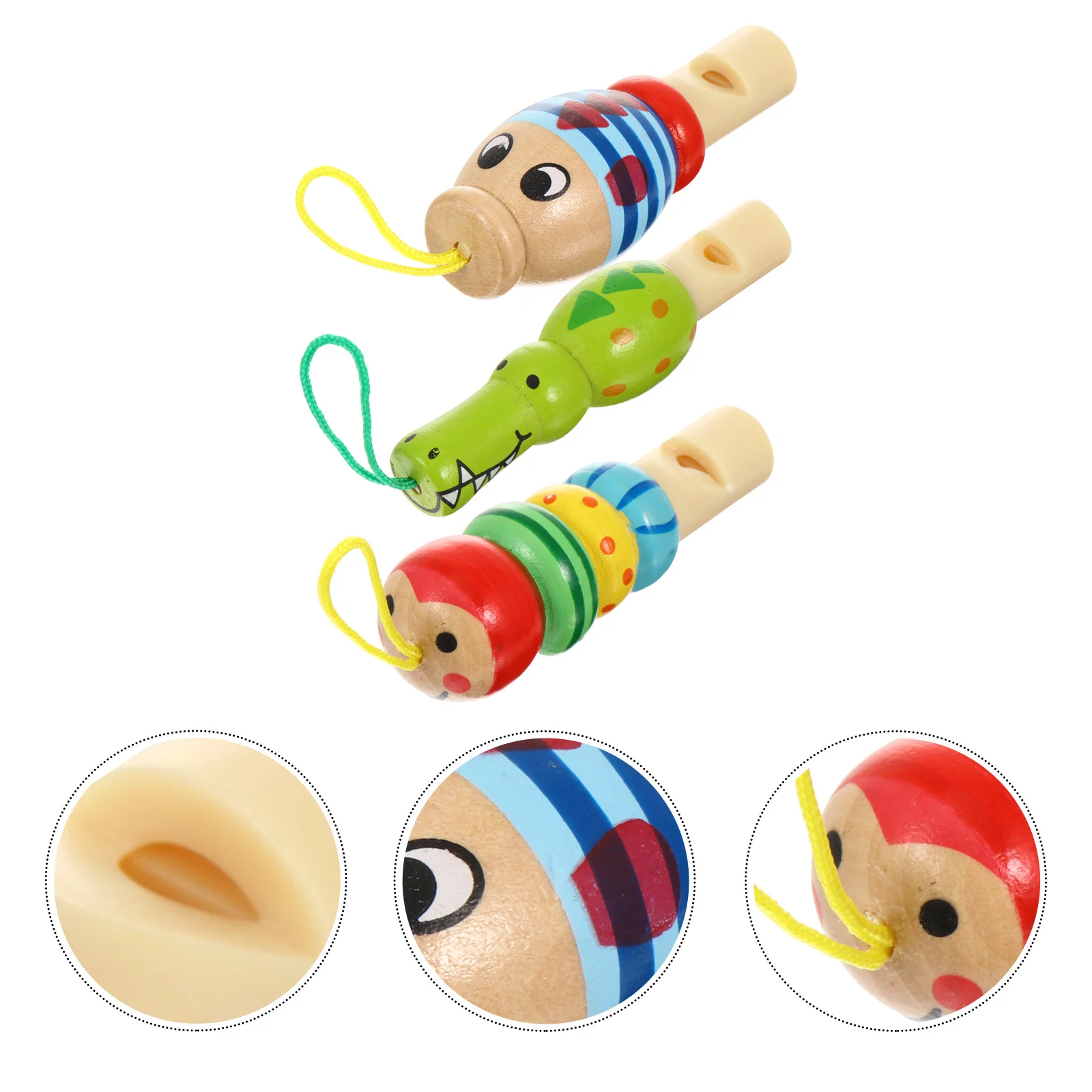 

3 Pcs/ Infant Toys Animal Whistle Wooden Musical Instrument Plaything Cartoon Baby