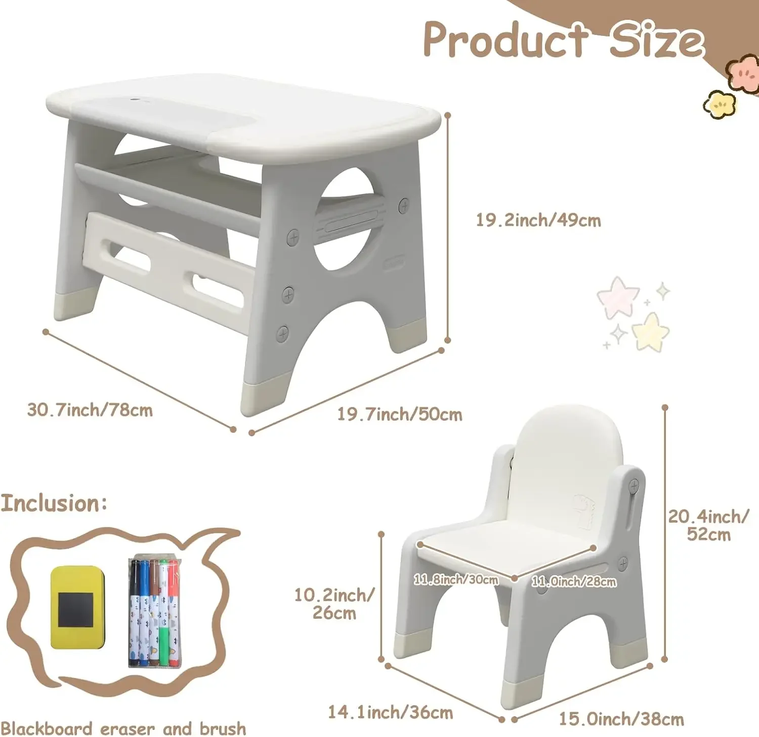 Kids 'Drawing Table Chair Set, Dinosaur Shape Activity Table com prateleira de armazenamento, Mobiliário estável para crianças para desenho e leitura