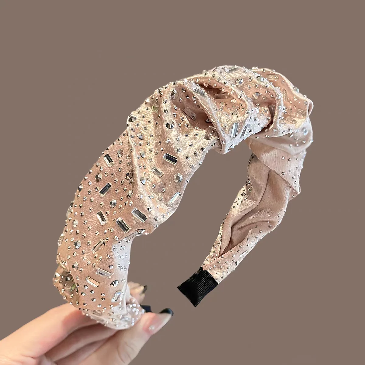 AWAYTR الفاخرة كريستال واسعة Headbands النساء الفتيات موضة العصابات الشعر مطاطا الشعر هوب غسل الوجه العصابات الشعر الإناث اكسسوارات الشعر #5