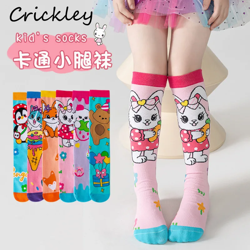 

Rabbit Bear Penguin Girls Stockings Cute Cartoon Knitted Kids Socks Spring Autumn Soft No Heel Children Long Socks