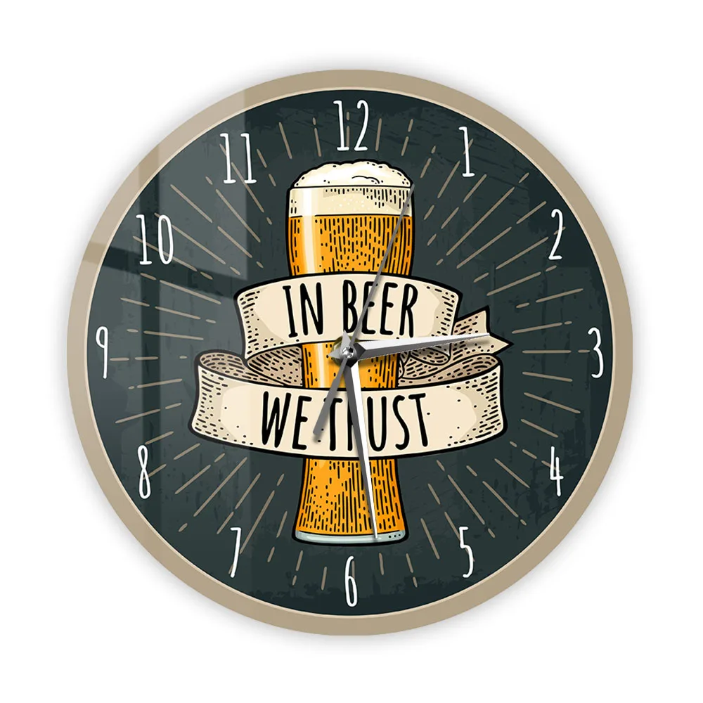 In Beer We Trust Craft Beer Retro Wall Clock For Home Bar Prohibition Brewery Drinking Decor Silent Wall Watch Beer Lovers Gift