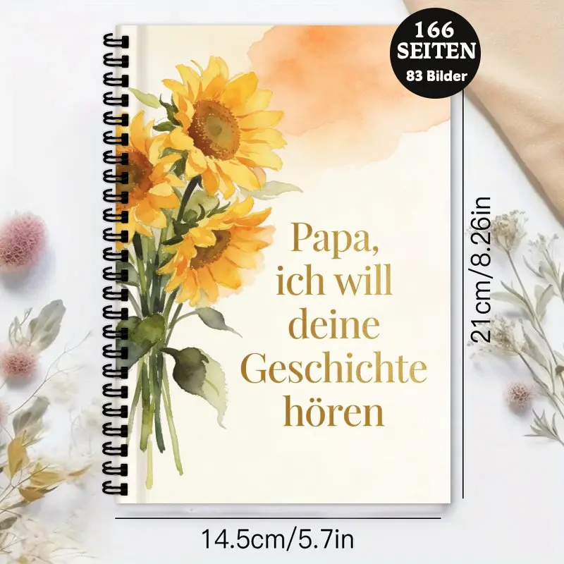 A5 German Mom's Life Story Journal with Sunflowers Design, A Mother's Guided Keepsake Journal to Share Her Life Story