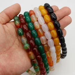 5pcs/Lot Colorful Barrel Agates Loose Charm Beads 10x14mm Bracelets/Necklace Jades Stone Spacers DIY Jewelry Women/Men Findings
