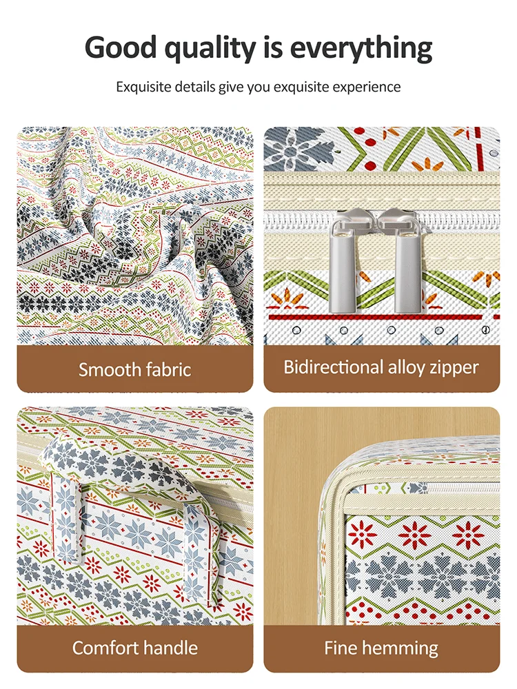 1PC Bohemian style zippered storage bag, large capacity storage bag, dustproof, suitable for home storage, classified storage