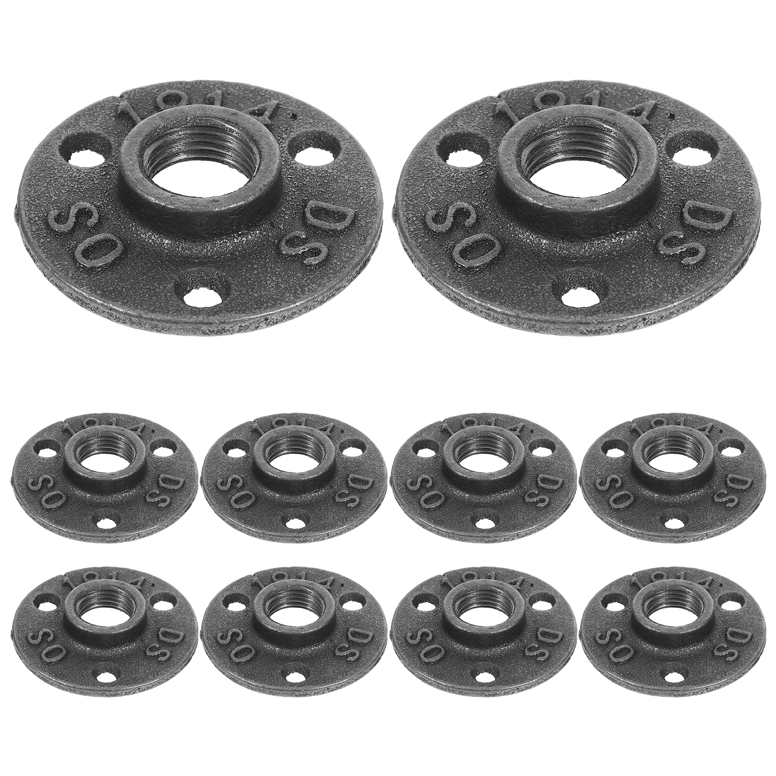 

10 Pcs Flange Base Threaded Floor Iron Fittings Industrial Style Wall Mounted Malleable Kitchen Accessories Sturdy Durable