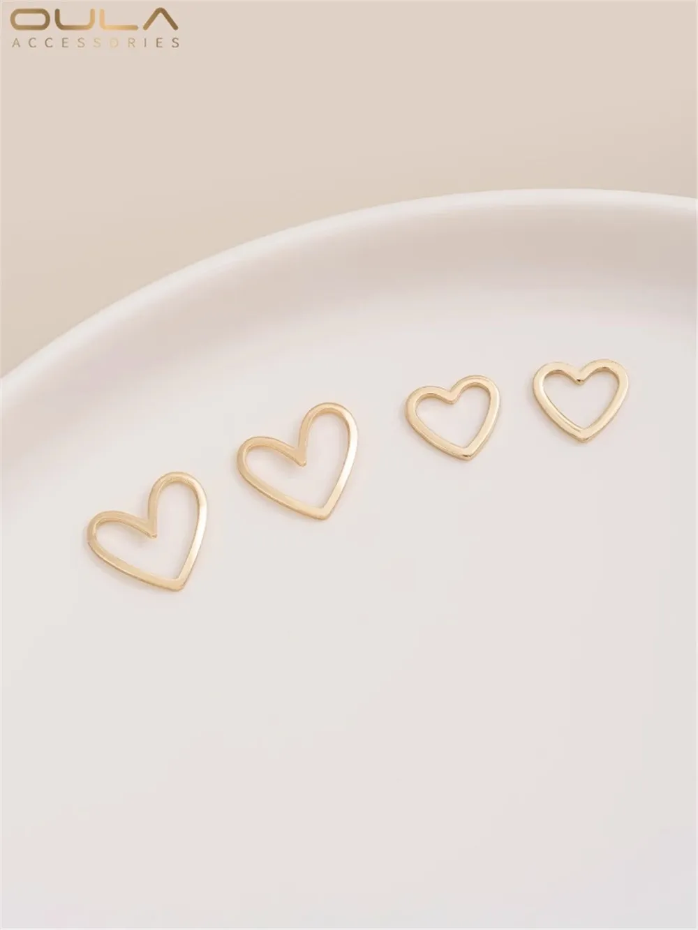 

14K Gold-Color Plated Hollow Curved Heart Heart Accessories Handmade Diy First Connection Accessories Earrings Hanging