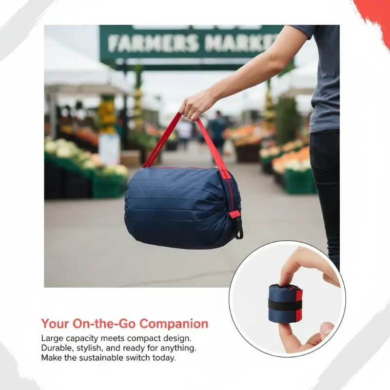 Foldable Portable One Shoulder Shopping Bag Ultra Light Washable Large Reusable Grocery Tote for Daily Travel Supermarket