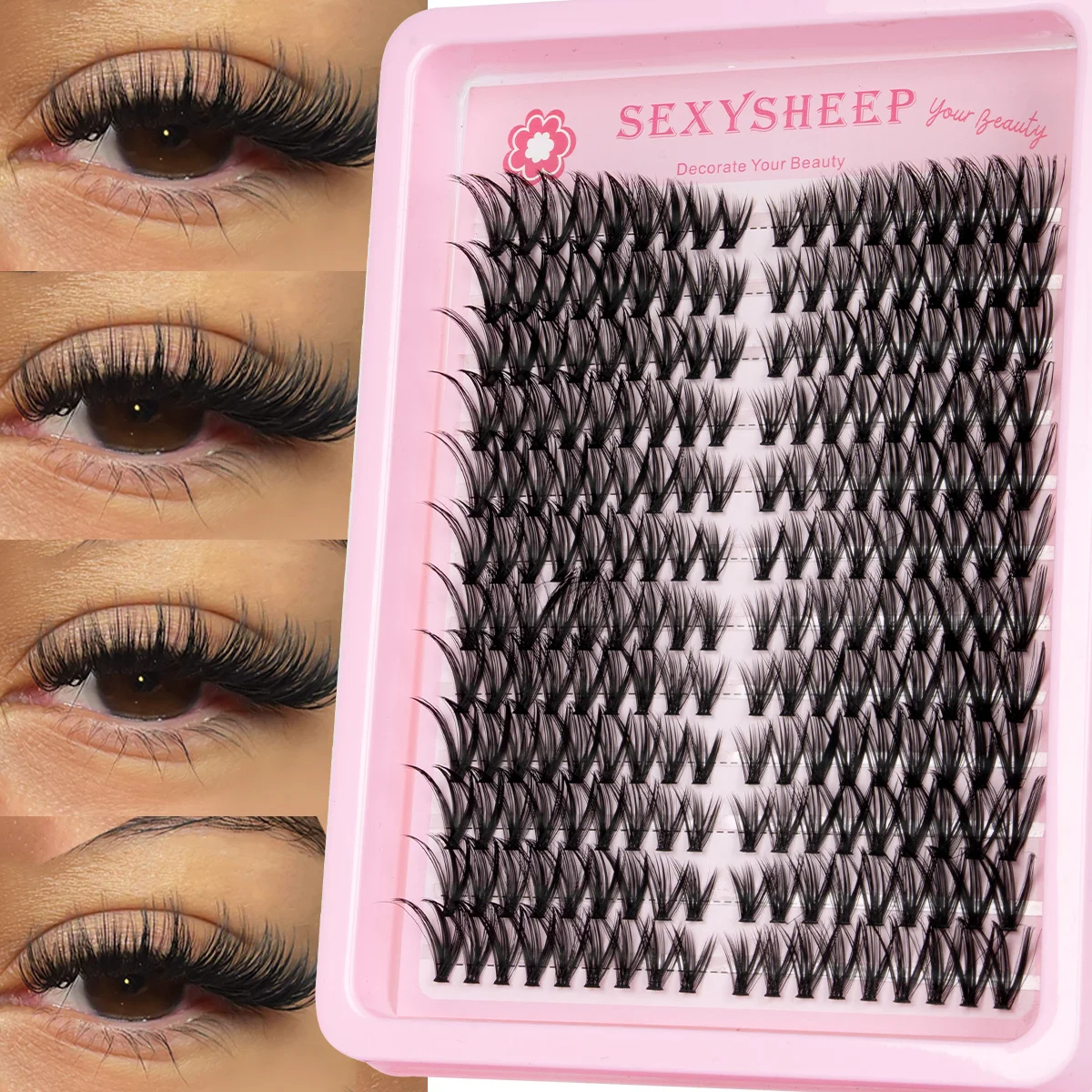 Dicke Wimpernbüschel DIY Wimpernverlängerung für Volumen, D-Curl Einzelwimpern, dramatische Nerz-Wimpern, weicher Band – Detail 5