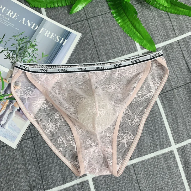 Men's Briefs Lace Transparent U Convex Underwear Ultra-Thin Sissy Pouch Panties Crossdresser Thongs Gays Lingerie Underpants - Image 6