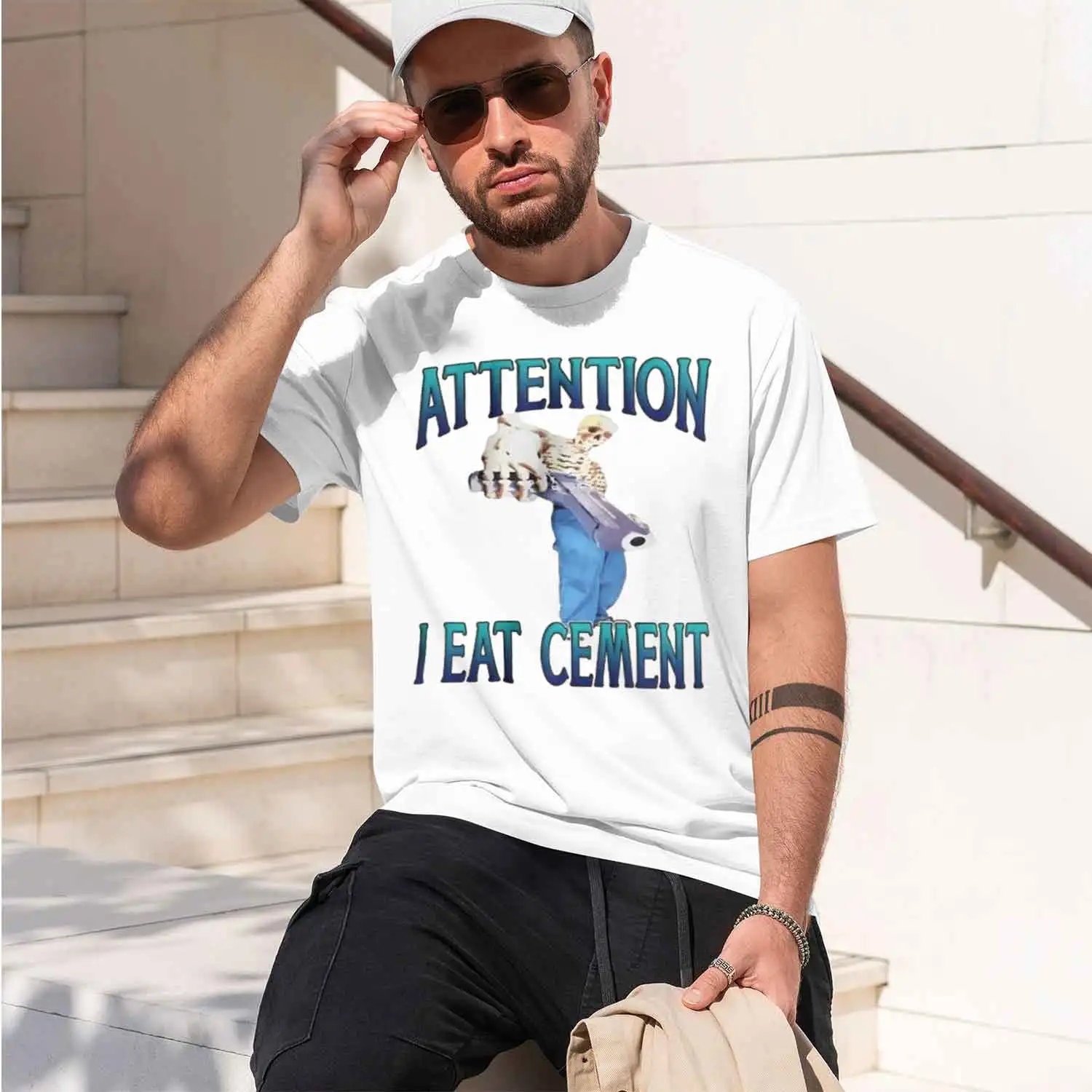 Funny I Eat Cement T-shirt Y2k Unisex Heavy Tee Humorous Graph T Shirt Joke Adult Loose Short Sved T-shirt Clothes 2026 New Mode