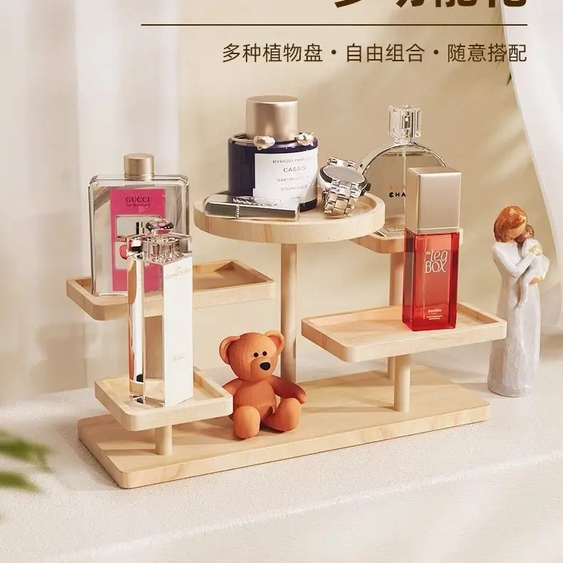 Solid Wood Jewelry Ladder Display Stand Display of Cosmetics Perfume on The Bedroom Table Living Room Cupcake Doll Storage Rack