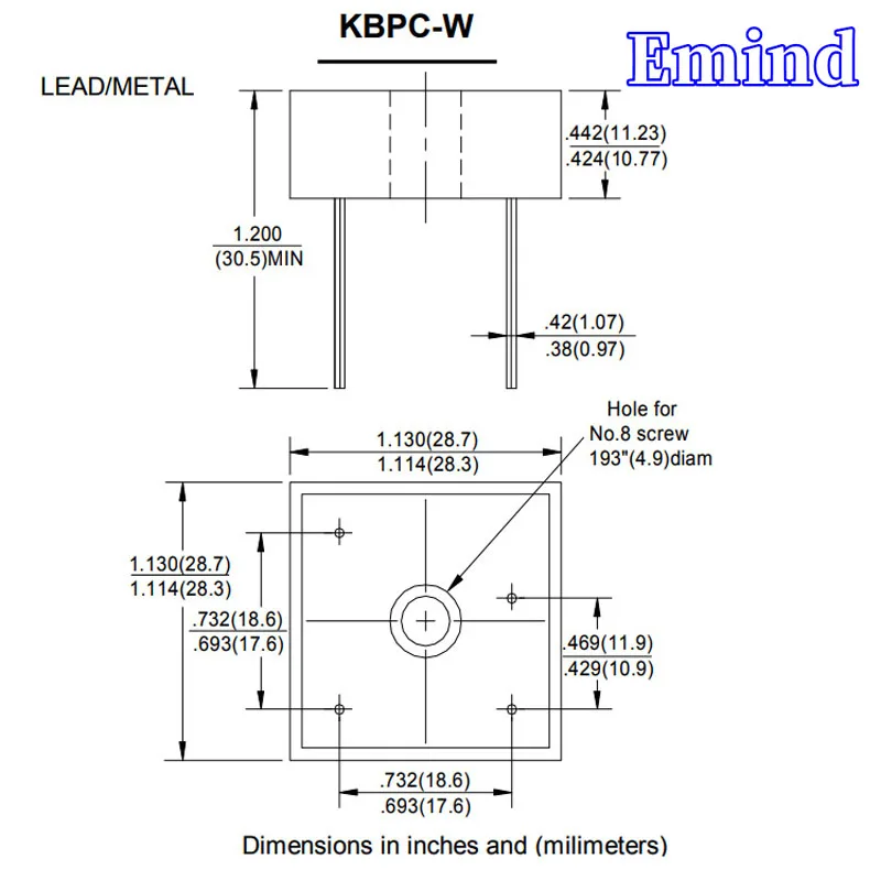 2Pcs KBPC1510W Bridge Rectifier 15A/1000V DIP-4 Square Bridge Cuttable Feet GBU Footprint Bridge Stack