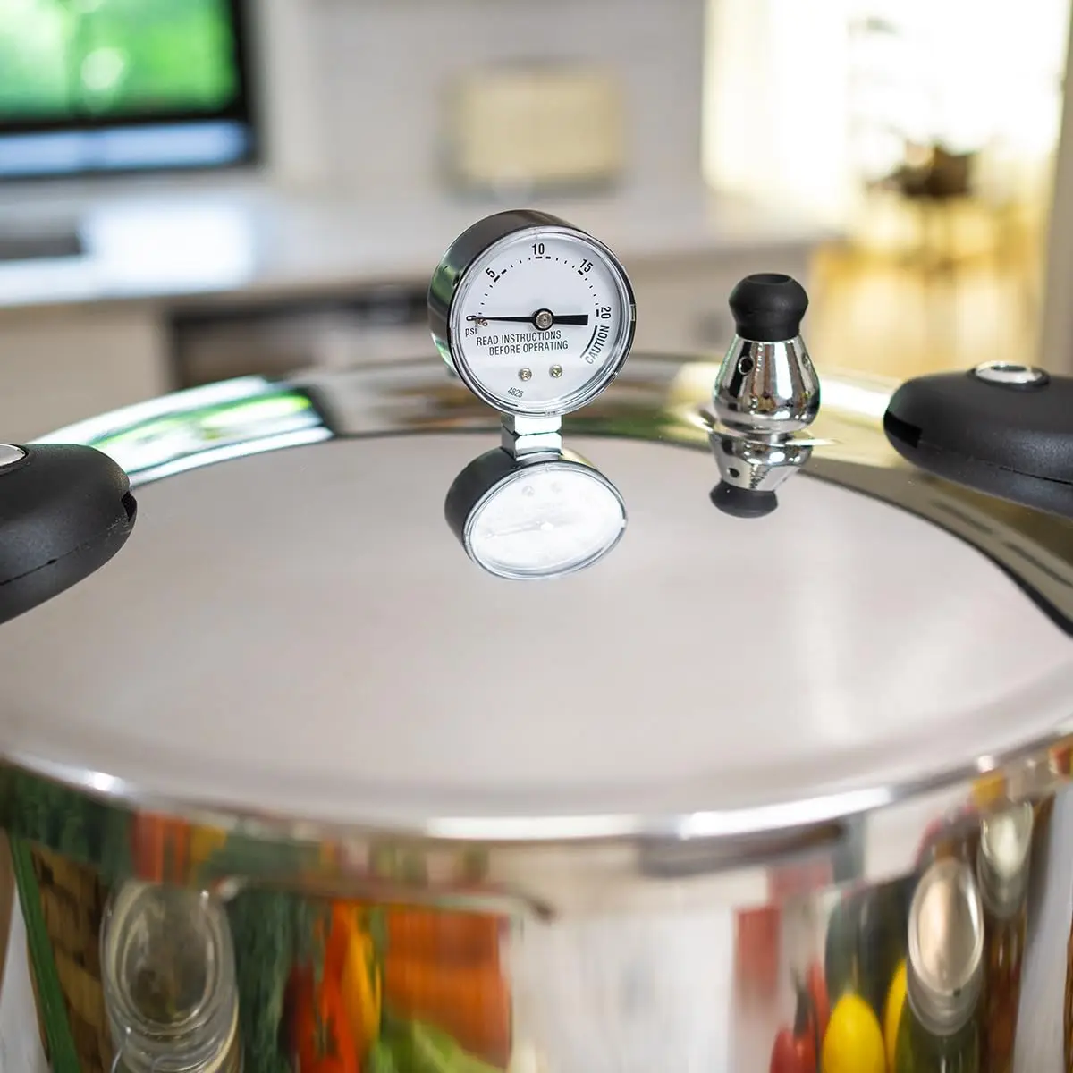 

Pressure Canner Release Valve Aluminum Canning Pot Cooker Pot Stove Top with Pressure Gauge Instant Fast Cooking Pot Stewing Loc