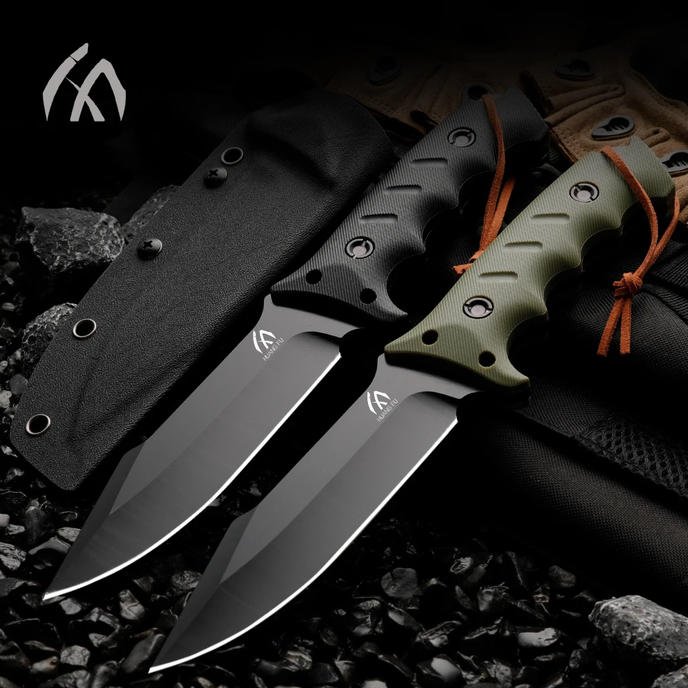 High-quality steel fixed-blade, outdoor knife, camping knife, high-hardness stainless steel integrated spine with sheath emergen