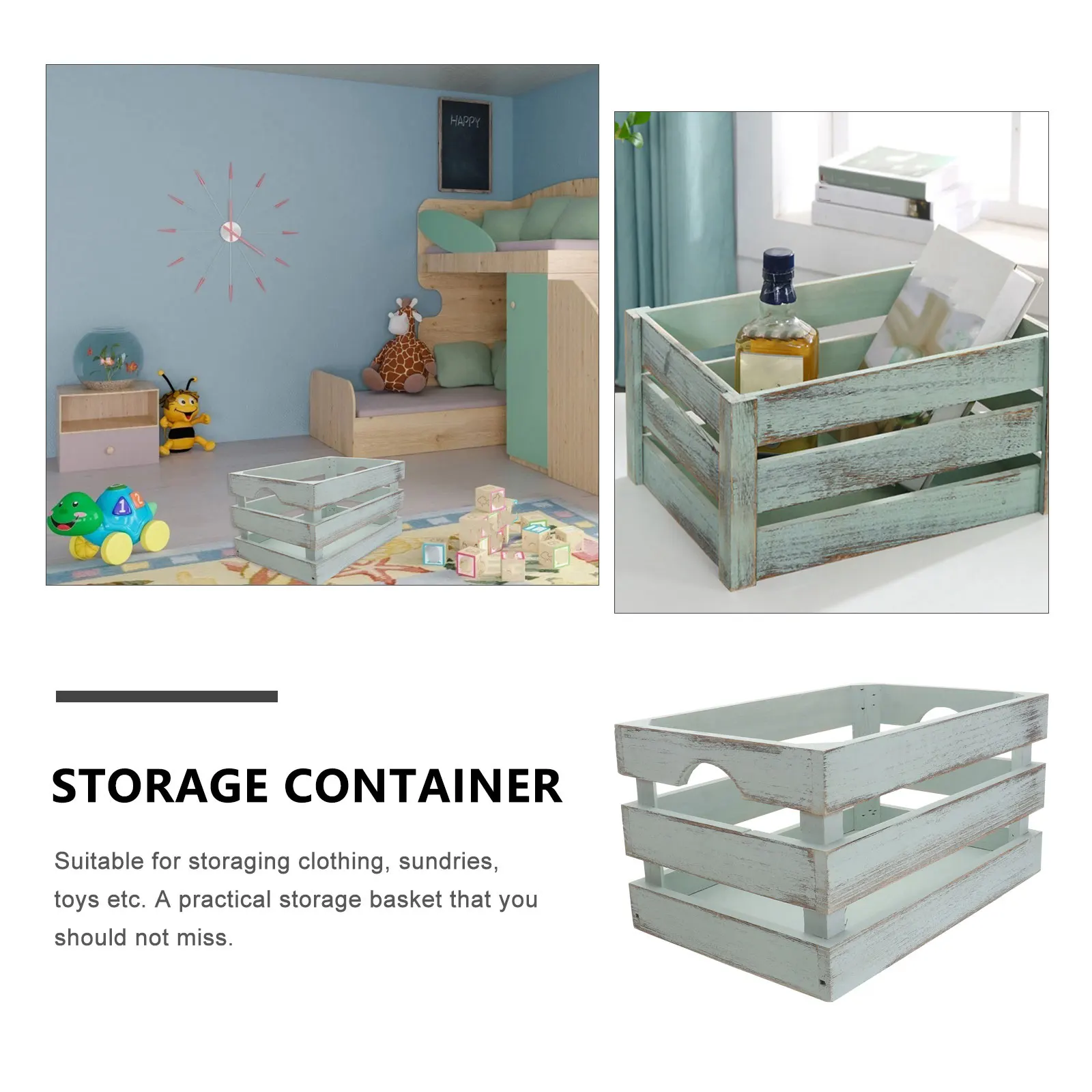 

Wooden Storage Box Solid Basket Container Toys Sundries Cosmetics Crate Kids Multi-purpose Eco-friendly Premium