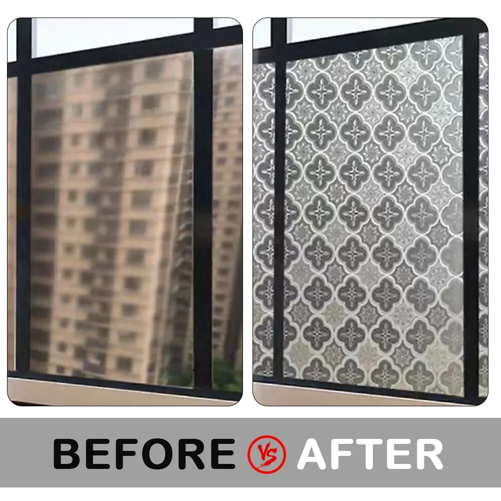 Stained Glass Privacy Window Film Static Cling Heat Control UV Protection Removable No Glue for Home Office Bathroom Glass