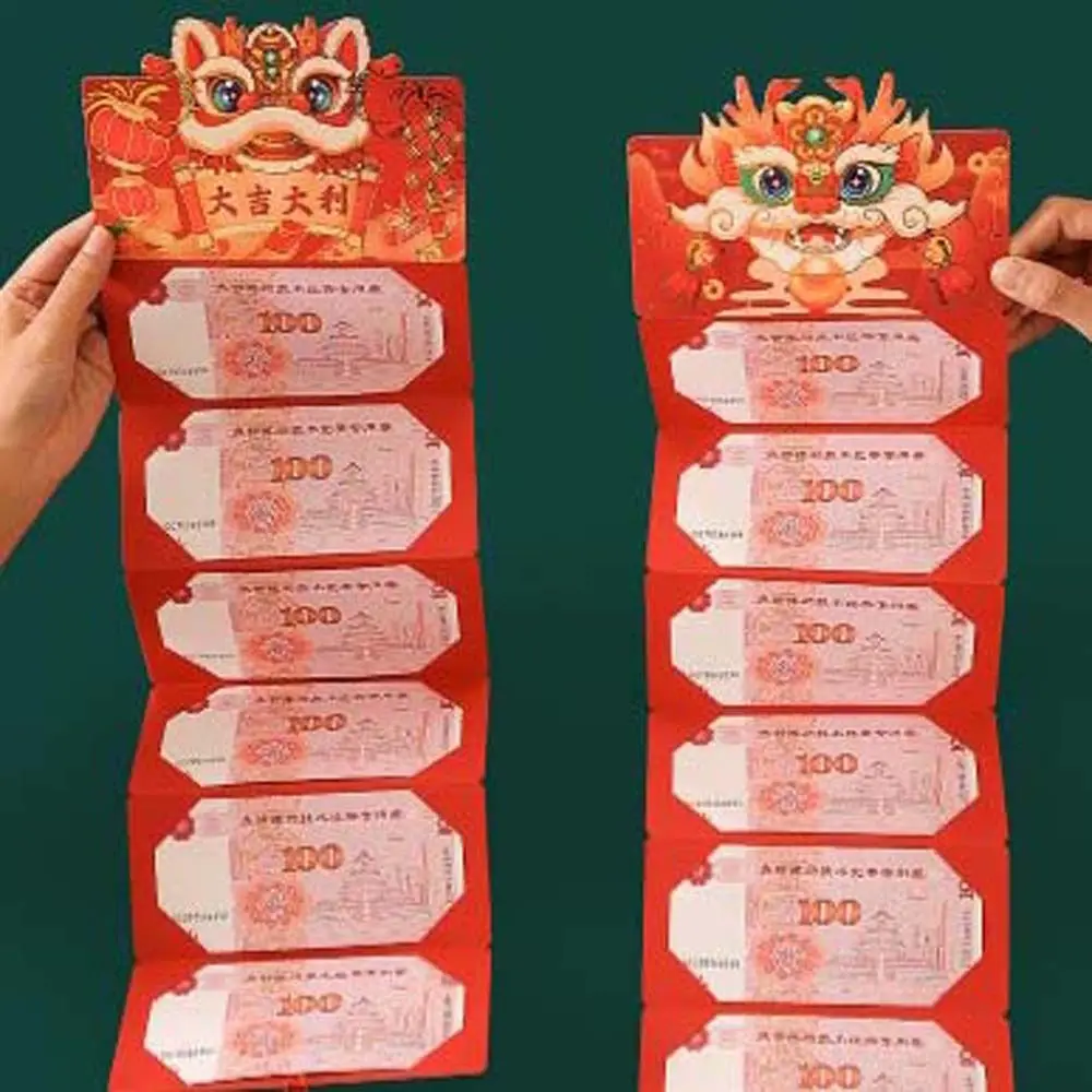 Envelope vermelho dobrável do ano novo chinês, material do festival da primavera, decoração do feriado chinês, borlas bronzeadores do bolso do dinheiro Hongbao