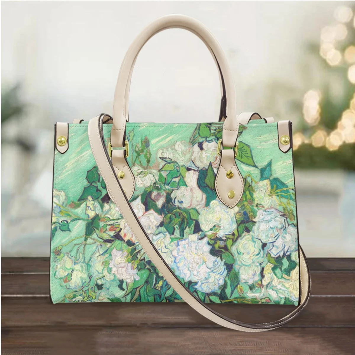 FORUDESIGNS Ladies Shoulder Bags Fashion Classic Female Evening Bag Van Gogh Oil Painting Flower Teen Girl Leather Bag Storage