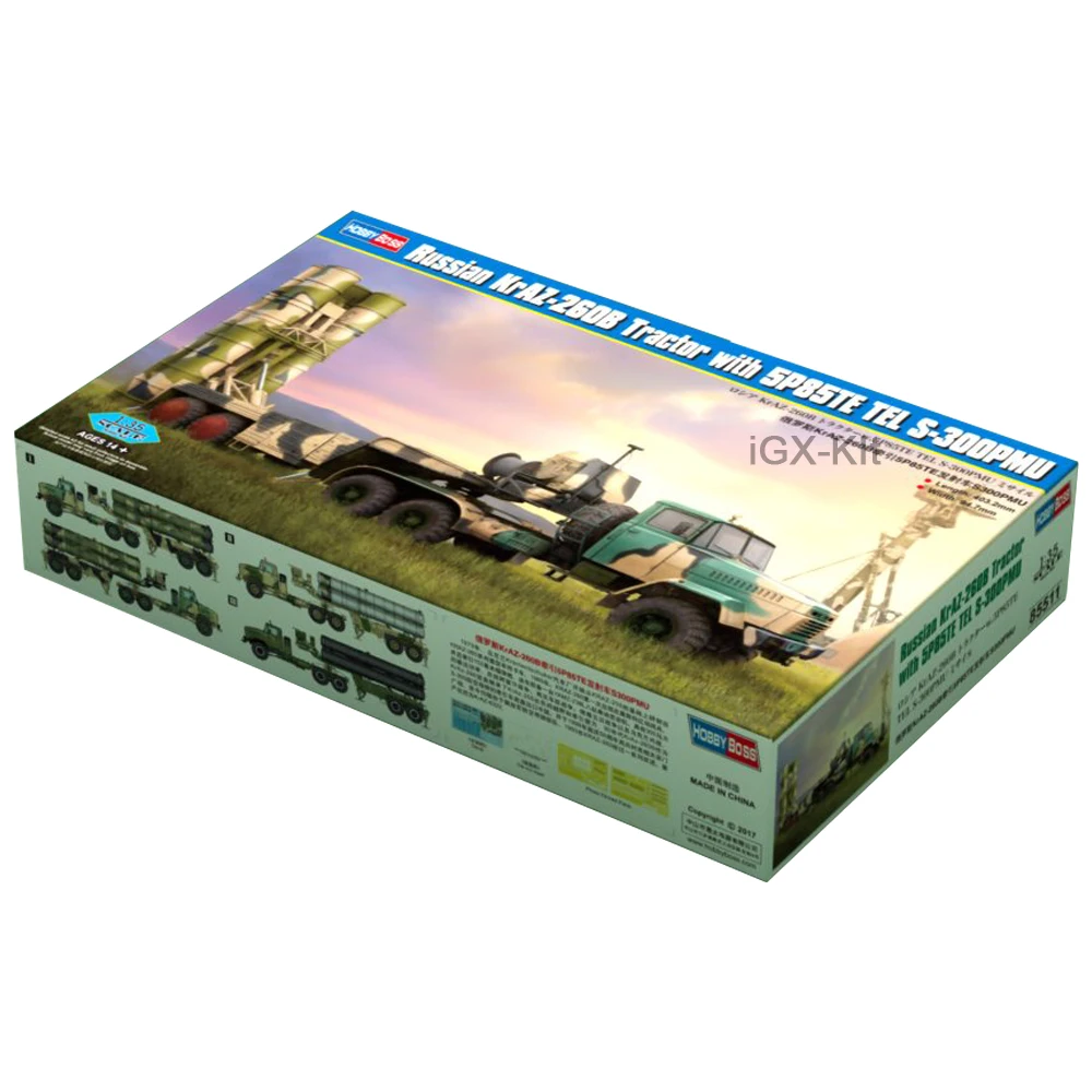 Hobbyboss 85511 1/35 Russian KrAZ260 KrAZ-260B Tractor w/5P85TE TEL S-300PMU Missile Hobby Craft Toy Plastic Model Building Kit