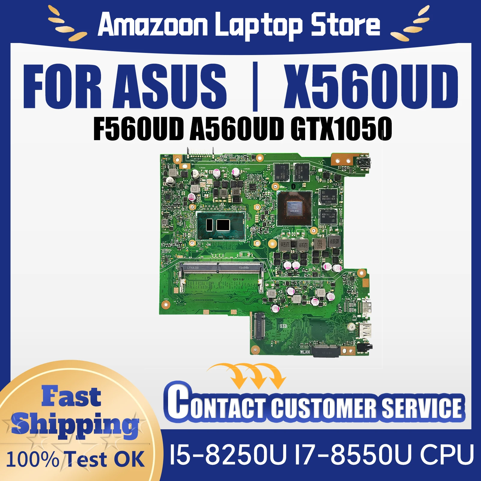 X560UD with i5 i7 CPU GTX1050 GPU Mainboard For Asus X560UD F560UD A560UD K560UD Laptop Motherboard