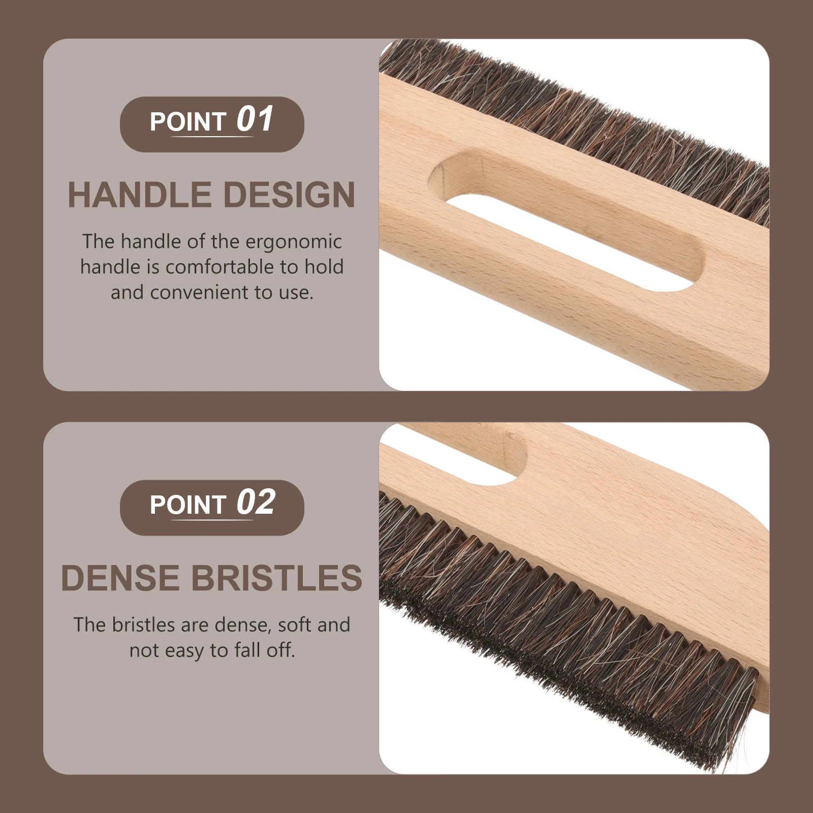 Brosse à papier peint avec manche en bois, outil de pâte lissante robuste, poils longs polyvalents, adapté à un usage domestique et extérieur