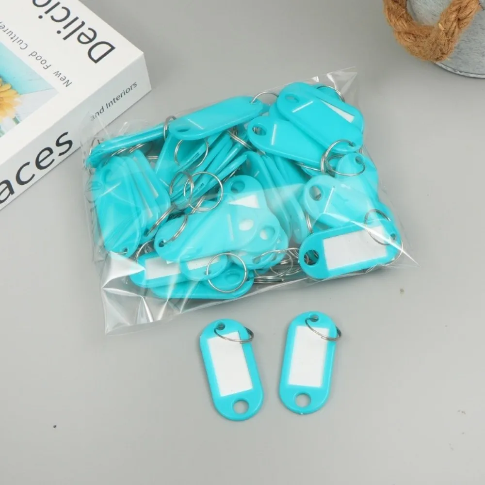 50pcs Colorful Plastic Key Tags Card Label Split Ring Keychain Key Tags Label Window Key Ring ID Label Name Tags Classification