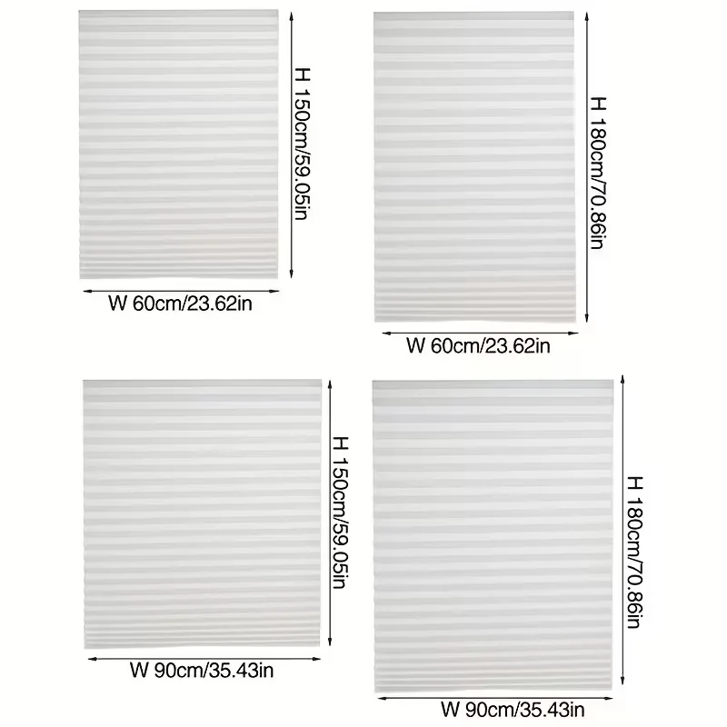 1PC Semi-Blackout Self-Adhesive Cuttable Pleated Shades with Clips, 100% Polyester Non-woven Fabric