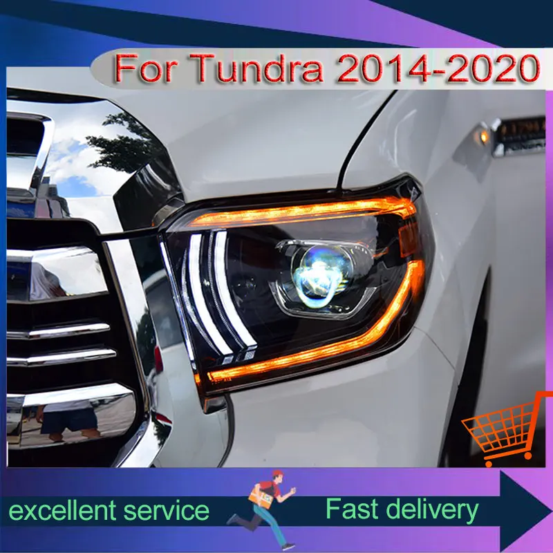 Car For Toyota 14-18 Tundra Sequoia Front Lamp Upgrade DRL Headlight Dynamic Turn Signal LED Projector Lens Auto Accessories