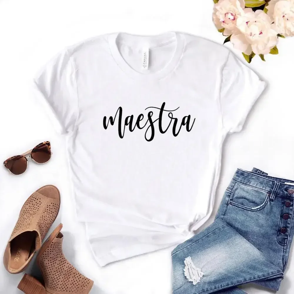 Maestra Print Women Tshirts Casual Funny t Shirt For Lady TopTee Hipster  y2k top shirts for women 2024 Cotton feminist clothes