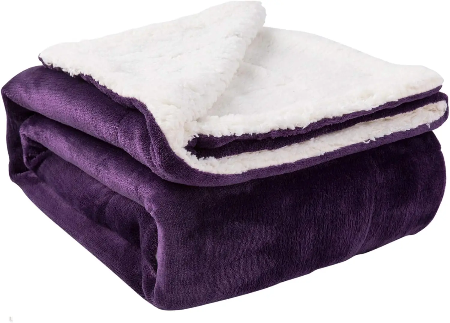 

Twin Size Thick Velvet Plush Reversible Bed Blanket for Winter - Purple (60"x80")