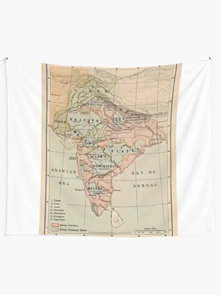 Vintage Map of India (1823) Tapestry Home Decorations Aesthetic Room Decor Wall Hanging Art Mural Tapestry