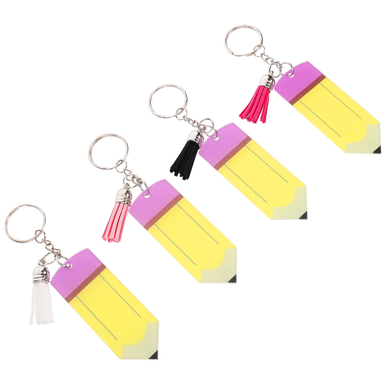 4 Pcs Key Fob Pencil Keychain Back to School Keychains Cartoon Adorable Bag Pendant for Teacher Student