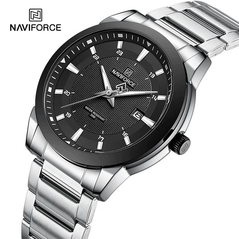 NAVIFORCE-Relógio De Pulso De Quartzo Impermeável De Aço Inoxidável Dos Homens De Luxo, Relógio Luminoso Masculino, Moda Empresarial, Dropshipping