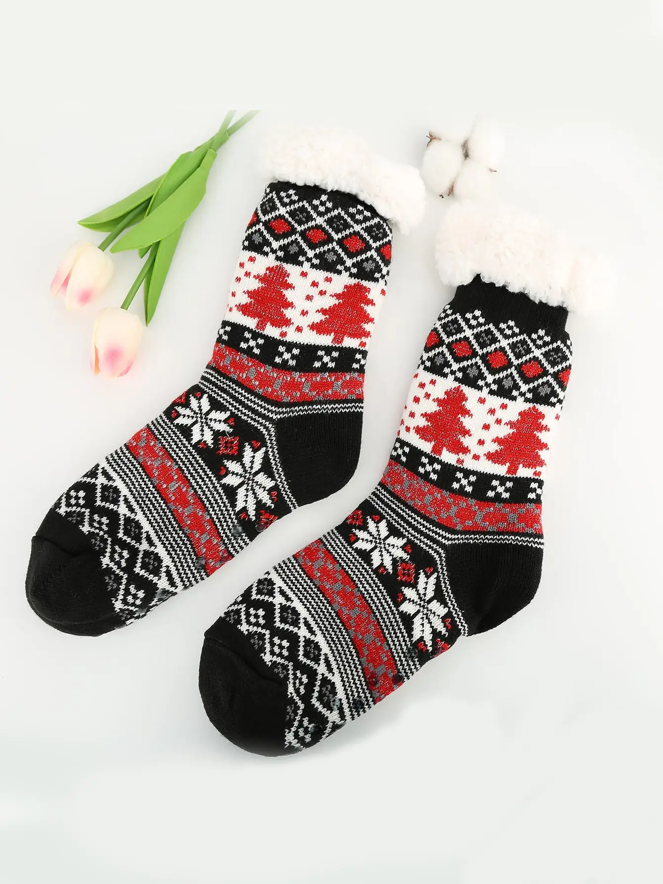 A PAIR Mid-calf Casual Socks Christmas socks, women\'s autumn and winter floor socks, snow socks, thickened plush home socks