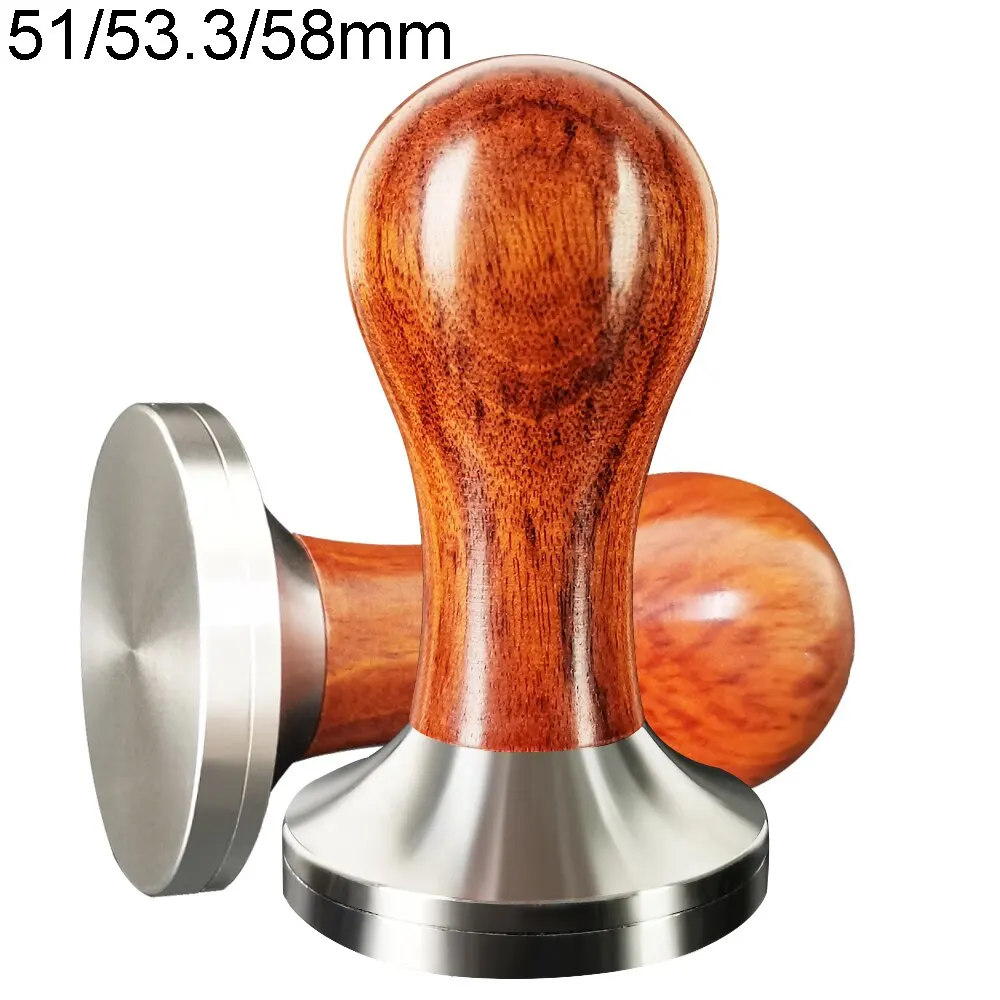 Stainless Steel 51mm 53.3mm 58mm Tamper Coffee Powder Tampers Wood Handle For 51/54/58mm Portafilter