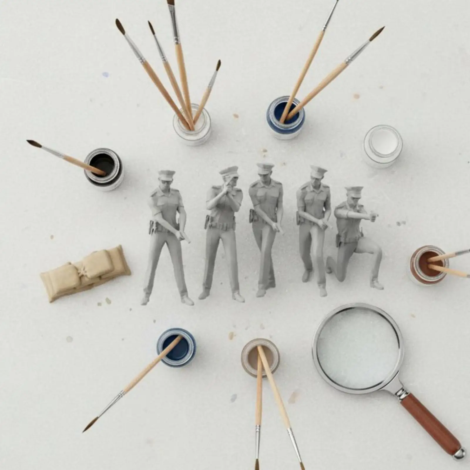 10 Unpainted Miniature Figures Made of Resin – Soldier Figures for Painting