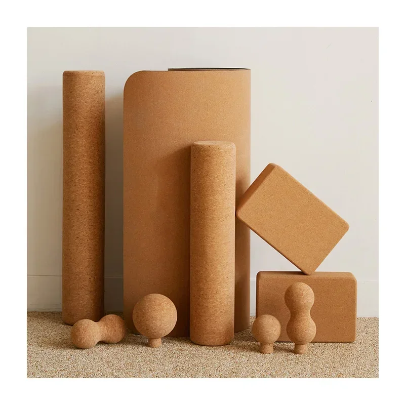 Environment Friendly Cork Nature Rubber Yoga Mat Cork Fitness Mat Fitness Set Suitable for Fitness