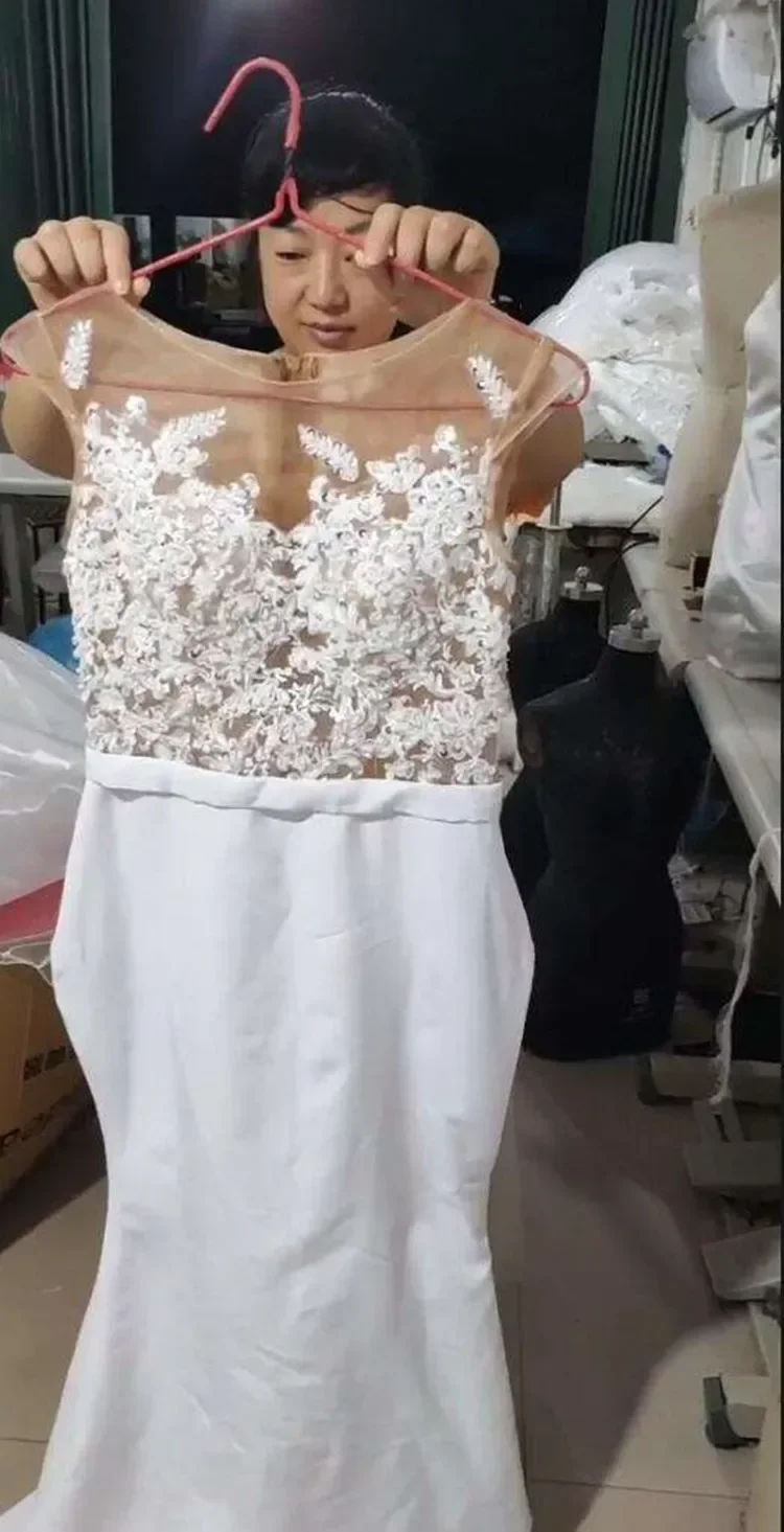 Свадебное платье с прозрачной кружевной аппликацией по индивидуальному заказу, Robe De Mariee, роскошное винтажное свадебное платье русалки без рукавов в Африке