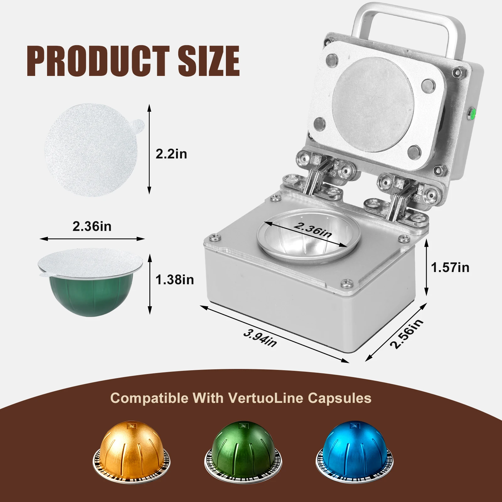 Portable Sealing Machine Coffee Capsule Aluminum Foil Hot Seal Nesspreso Vertuo Coffee pods