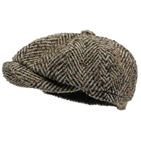 HT4409 gorra de boina Otoño Invierno gorra hombres mujeres rayas artista pintor boina de lana sombrero hombre mujer Ivy gorra plana octogonal boinas