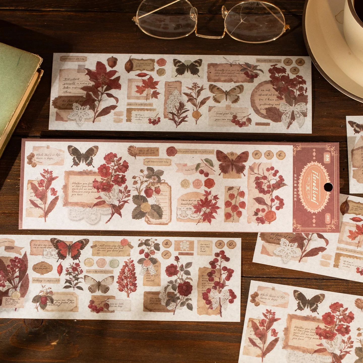 6sheets Vintage Plants Washi Sticker Decor Journal Supplies DIY Scrapbooking Material Creative Aesthetics Stationery